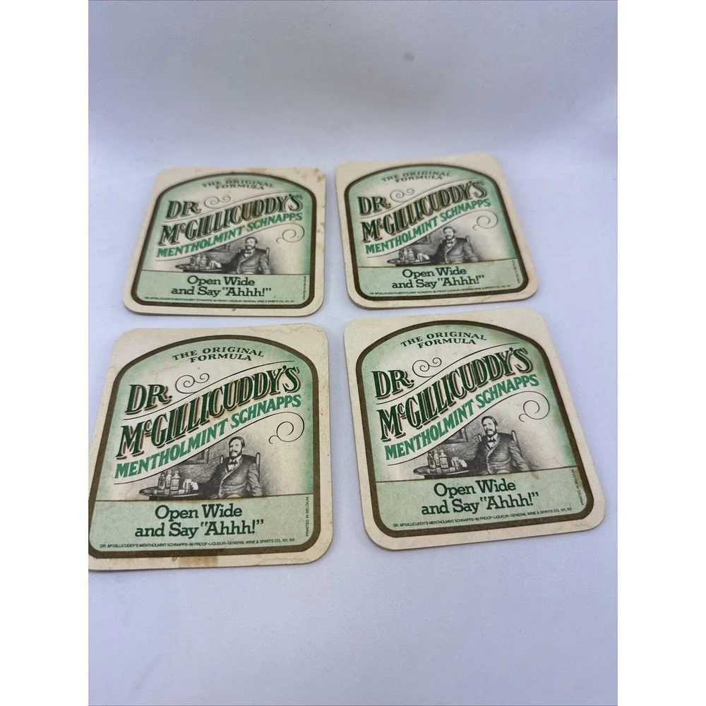 Dr. Mc Gillicuddy's Mentholmint Schnapps CardBoard Coaster Set‎ of 4  Barware